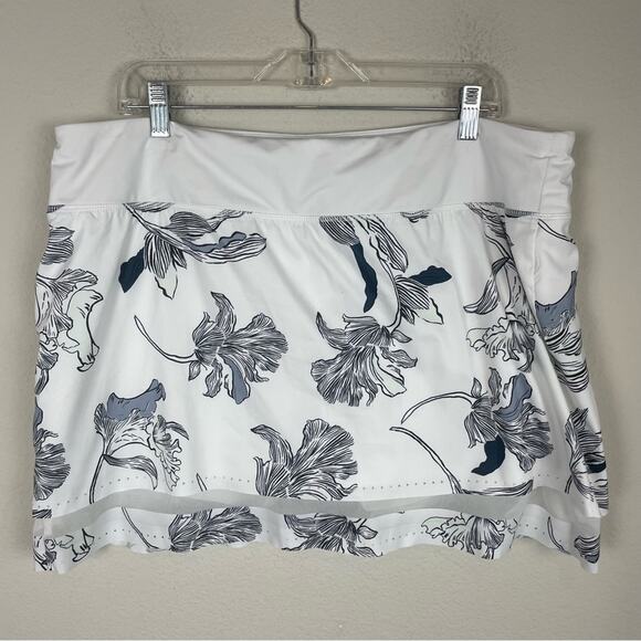 Athleta White Black Teal Floral Athletic Skort XL - Picture 2 of 7